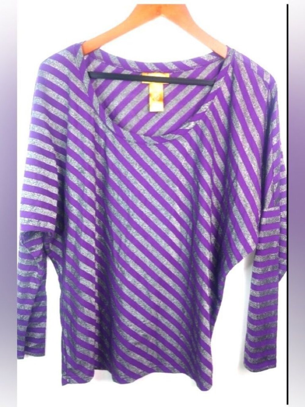 Miss Tina Knowles L Y2K Purple Silver Stripe Top